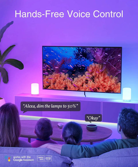 Family using Smart WiFi Desk Lamp With Alexa And Google Assistant Voice Control App Remote Dimmable LED Light for ambiance