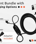 Go-To Portable EV Charger Level 1 And 2 16A 120V-240V J1772 Home Charger With 25ft Cable NEMA 6-20 And 5-15 Adapters Works With All EVs Including Tesla With Adapter