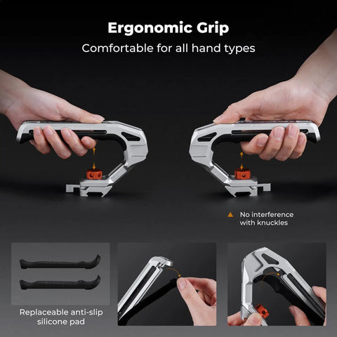 Dual Mount Camera Top Handle With NATO Clamp And ARRI Locating Pins, ergonomic grip with replaceable silicone pad