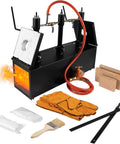 Triple Burner Propane Forge for Blacksmithing and Knife Making, 2700℉ Heavy-Duty Square Forge with accessories visible
