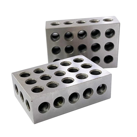 Precision One Two Three Inch Machinist Blocks Pair Delivers No Slop Accuracy Cross Drilled Frame With Tapped Holes, stainless steel, durable design