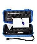 No Sweat Heavy Duty Digital Metal Hardness Tester Portable Leeb Scale Instrument With Cable Free Build and Bright Oled Panel inside blue carrying case.