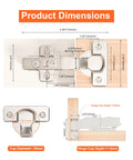 2 Pack Pro-Grade Full Overlay Frameless Soft-Close Cabinet Hinges For Concealed Kitchen Doors European-Style With Screws Clip-On Nickel Plated Finish Easy-Install, 35mm cup, 11.5mm depth dimensions