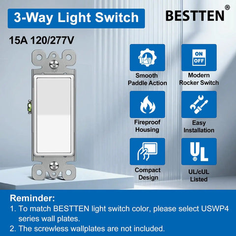 Diagram of Three Way Decorator Light Switch White Finish 15 Amp 120 277 Volt Single Pole Or Three Way Rocker Paddle Wall Switch