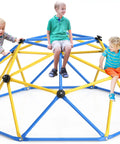 Children climbing on 6 Ft Geometric Dome Climber For Kids Indoor Outdoor Play Set With Durable Climbing Grips Supports Up To 600 Lbs