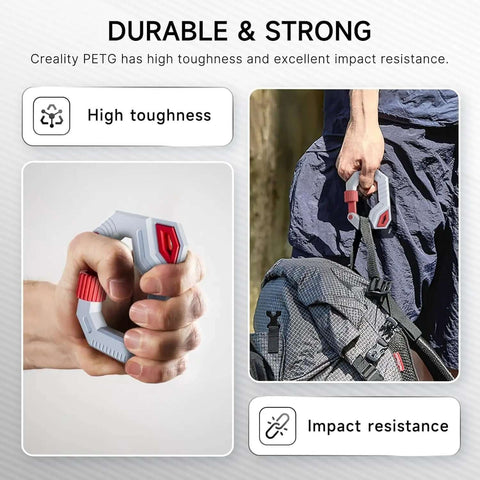 Person holding handle demonstrating the durability and impact resistance of PETG 3D Printer Filament 1.75mm 1kg Army Green For Ender Tough As Nails