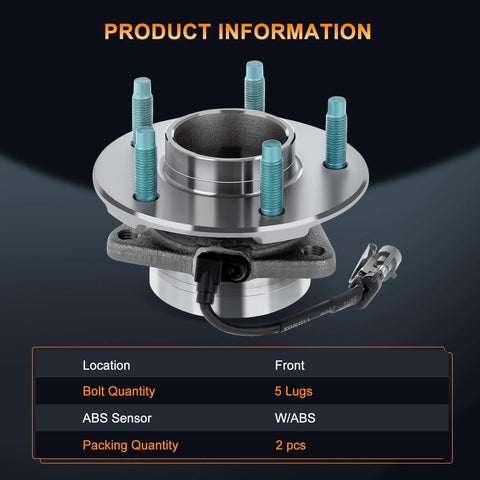 Beefed-Up Front Wheel Bearing And Hub Assembly Replacement For 2002-2007 Saturn Vue 5 Lug And ABS, front view with ABS sensor