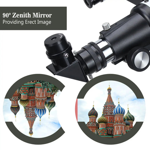 Noob-Friendly 70mm Refractor Telescope For Beginners And Kids, 400mm Focal Length Travel Scope With AZ Mount, 90° zenith mirror