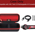 Rock Solid Eva Hard Shell Carry Case For 4v Pivoting Head Screwdriver, black and red, impact-resistant case with mesh pocket.