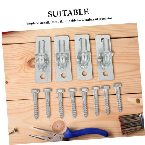 Heavy Duty Wall Mount Gate Hinges With 12.7mm Hole And Screws 4 Pieces Weather Resistant Iron Gate Hardware For Wood Or Metal Fences Multipurpose Post Hinge Kit For Outdoor Use on wood board