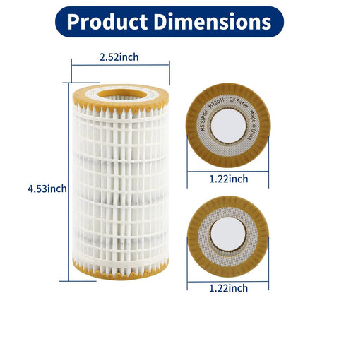Dimensions of Premium Oil Filter For Mercedes-Benz Vehicles Like C-Class E-Class GLK ML S CLK, Replacement For A0001802609