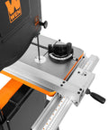 Industrial 14-Inch Band Saw With 1 HP Dual Voltage 120V And 240V And Two Speed, 11-Amp Motor, shown with quick-release blade tension.