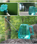 Long Nozzle Stainless Steel Watering Can For Indoor Gardening Portable Plant Water Container With Clear Tank Sky Blue Easy Fill Gentle Shower Head For Delicate Flowers And Lawn Care, transparent tank