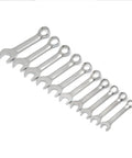 Stubby Metric Wrench Set, 10 Piece 12 Point Combination Wrenches For Tight Spaces, Off Corner Loading Box End Design in chrome