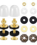 Heavy Duty Toilet Bolts Kit for Floor Installation with Nuts Washers and Caps 2 Pack Premium Anti Rust Metal Flange Bolts Replacement Hardware to Secure Toilet Bowl to Floor, white and gold