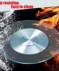 Lazy Susan Rotating Turntable Glass Tray For Kitchen Tabletop 360 Degree Swivel Plate Clear Tempered Glass 30 Inch Anti Collision Edge