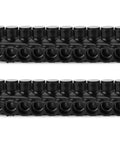 Rock Solid Dual Entry Wire Connectors With Ten Heavy Duty Ports And Slick Black Vinyl Protective Sleeve For Copper Or Aluminum Wiring Straight Up Reliability Terminal Block Pack Of Two, showing top view of connectors.