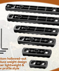 Aluminum Single Sided Picatinny Rail System In 3 5 7 9 11 And 13 Slot Sizes With 13 T Nuts And Screws And 3 Allen Wrenches
