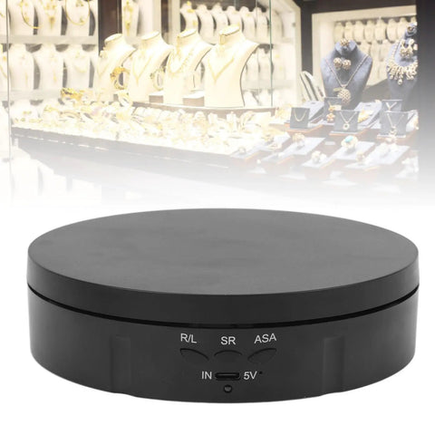 The Top Tier Rotating Display Turntable Comes In Three Sizes With Electric Spin, USB power, and quiet motor for showcasing jewelry.