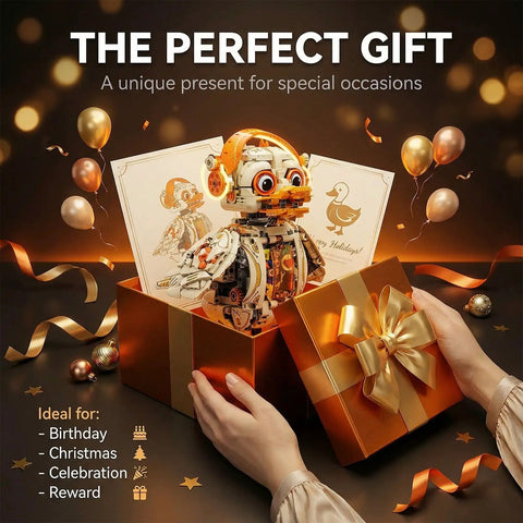 Gear Driven Mechanical Duck Build Set With Rotating Head And Moving Wings, Motor Drive Module, 1168 Piece Engineering Toy gift in box