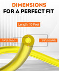 10 Feet Fuel Line Hose For Small Engines One Quarter Inch Inside Diameter To Three Eighths Inch Outside Diameter Includes Ten Hose Clamps Ideal For Lawn Mowers Chainsaws String Trimmers Tillers Generators Blowers Gas Line Replacement showing dimensions and fit