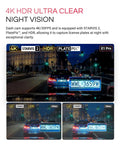 4K Mini Dash Cam With 158 Degree Wide Lens, Starvis HDR Night Vision capturing clear license plates at night