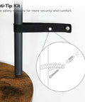 Anti-Tip Kit for Five Tier Industrial Arched Bookshelf With Hella Sturdy Wooden And Metal Frame Rustic Brown. Security feature detail.