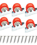 1 Inch Rigid Plate Caster Wheels No Brake For Furniture 6 Pack With Free Screws Red PVC Screw Or Bolt Mount No Stem