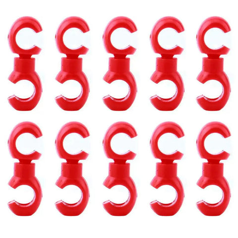 Red multipurpose alloy bicycle brake line clamps and cable clips for road bikes, 12 pieces, no tool needed easy install.