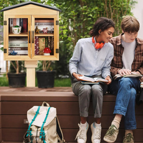 Outdoor Library Book Box Storage Small Wooden Cabinet For Neighborhoods And Schools To Swap And Share Books