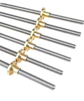 Stainless Steel Ball Screw With 8mm Lead, T3.5 To T4 Lead Screw, 40mm Length and Brass Fittings displayed in assembled form