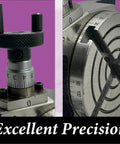 Close-up of Low Profile 3 Inch Rotary Table For Milling Machines With Horizontal And Vertical Precision Indexing, 80 mm Diameter.