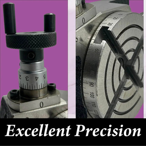 Close-up of Low Profile 3 Inch Rotary Table For Milling Machines With Horizontal And Vertical Precision Indexing, 80 mm Diameter.