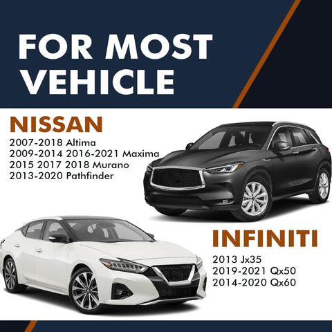 Black SUV and white sedan showcasing compatible Nissan and Infiniti models for wheel bearing hub assemblies.