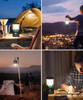 Collage showing Beast Bright Camping Lantern LED Battery Powered 1500 Lumen, 360 Degree Beam used outdoors and indoors at night