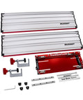 Milescraft Track Saw Guide kit with two aluminum tracks and red base