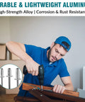 Man using drill with Pop Rivets Assortment Kit With 600 Pieces, 15 Sizes, Dome Head Blind Rivets For Metal, Wood, PVC, Automotive And DIY Projects.