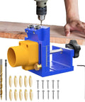 Pocket Hole Drill Guide Kit For Woodworking With Dust Collection including jig, plugs, screws, bits, and wrench for cabinets