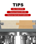 Instructions for Two Piece Shaker Rail And Stile Router Bit Set For Pro Grade Woodworkers, 1/2 Inch Shank, cutting wood illustration