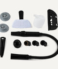 Kick Grime To The Curb With This Heavy Duty Handheld Steam Cleaner Featuring Nine Nifty Attachments including brushes and nozzles.