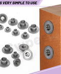 Heavy Gauge Carbon Steel Tee Nut Assortment Kit Including 85 Pieces In Five Core M4 Through M10 Threads for furniture assembly.