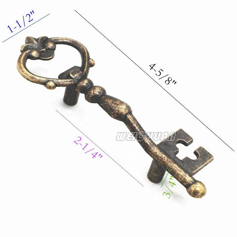 Antique Zinc Alloy Bronze Key Shape Cabinet Knobs Pulls Set for Kitchen Cabinets Dresser Wardrobe Cupboard Furniture Doors