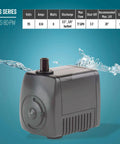 Magnetic Drive Fountain Pump 77 GPH 115 Volt With Built-In Adjustable Flow Valve And 6-Foot Cord Energy Efficient Water Feature Pump