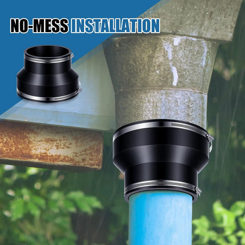 2 Pack 8 Inch To 6 Inch Flexible Rubber Pipe Coupling Reducer With Stainless Steel Clamps For Cast Iron PVC Steel Plastic Lead Pipe Connector Easy Install For Home Plumbing Projects, on pipe