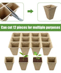 10 Pack Biodegradable Peat Pots And 120 Cell Seedling Starter Tray Set with cuttable sections and plant growth examples
