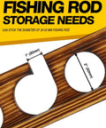 Close-up of wall or ceiling mounted rod rack for 12 rods, showing measurement for Holds Up To 12 Fishing Rods, Wall Or Ceiling Mounted Rod Rack