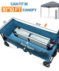 Extended 51 Inch Collapsible Wagon Cart With 500 Lb Load Capacity And 400L Storage shown with dimensions and canopy fit