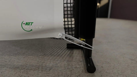 Side angle of Pro Series 9 Flex Golf Simulator Screen showing Net Return integration, mesh, and sturdy frame for home practice setup.