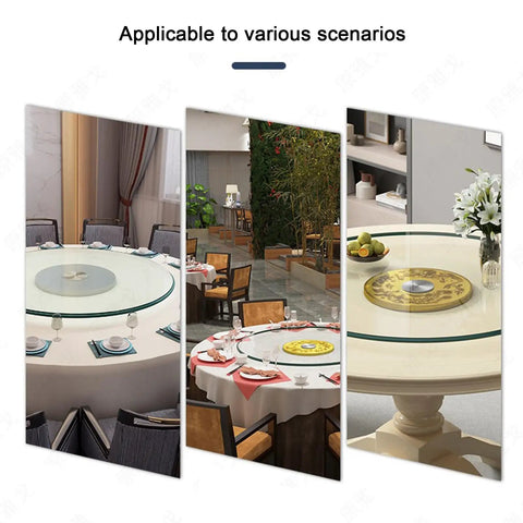 Tempered Glass Lazy Susan Turntable Large Capacity For Family Dinners And Party Night Eats in dining settings
