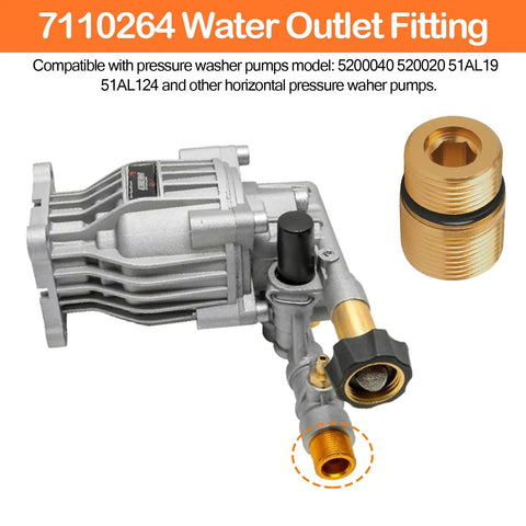 M20 To M22 Water Outlet Fitting For Pressure Washers - 7110264 Replacement with pump and brass fittings for 4500 PSI, 2 Pack